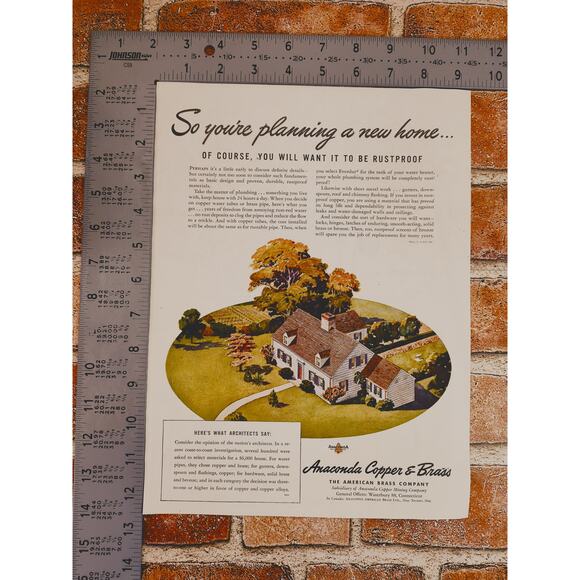 1944 Anaconda Copper & Brass "So You're Planning a New Home" Vtg Print Ad‎ - Picture 4 of 5